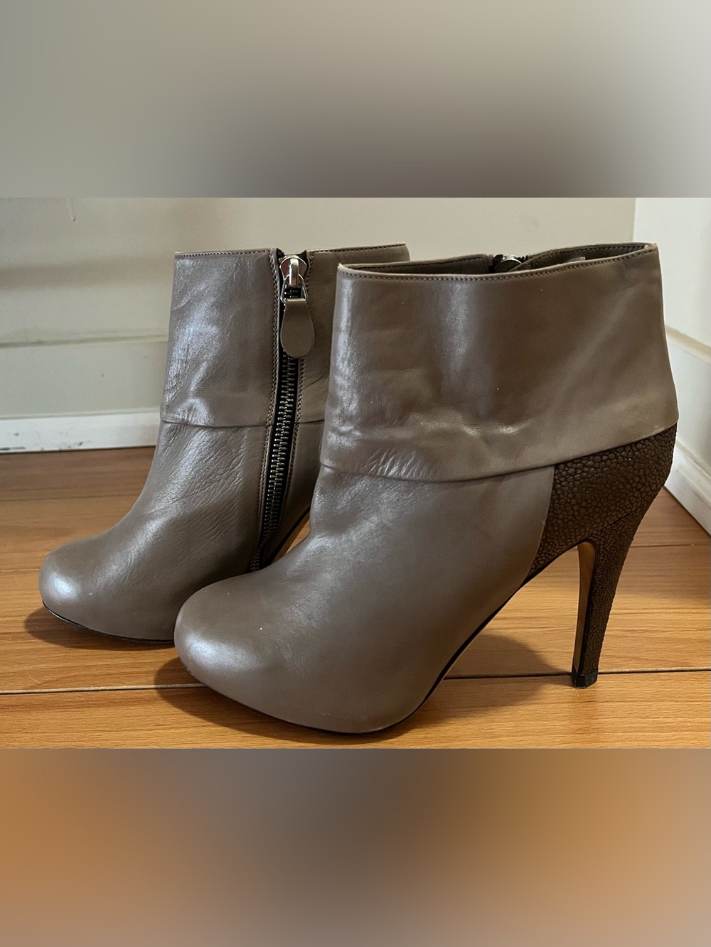 Genuine Leather Taupe Ankle Boots Made in Italy
